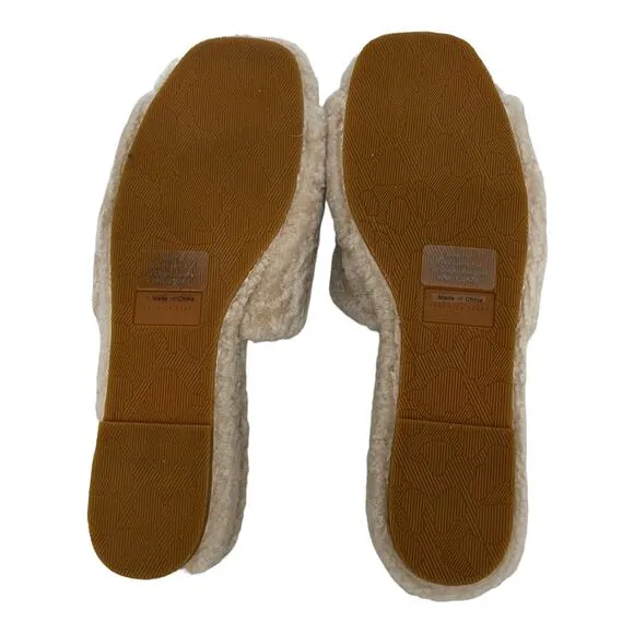 Veronica Beard Desiree Fur Slides Size 10 Womens Light Tan Lamb Fur Soft
