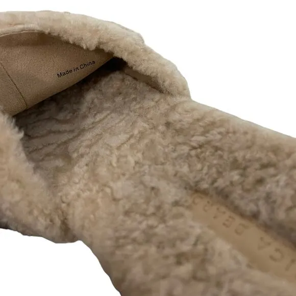 Veronica Beard Desiree Fur Slides Size 10 Womens Light Tan Lamb Fur Soft