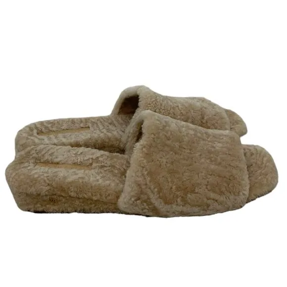 Veronica Beard Desiree Fur Slides Size 10 Womens Light Tan Lamb Fur Soft