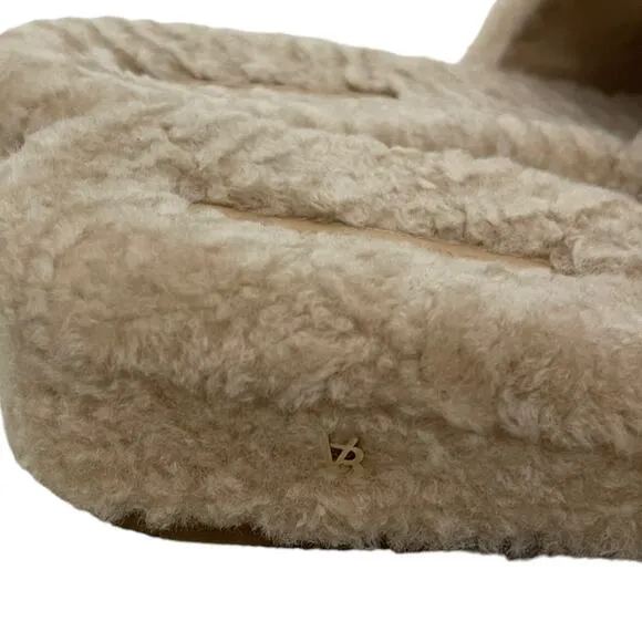 Veronica Beard Desiree Fur Slides Size 10 Womens Light Tan Lamb Fur Soft