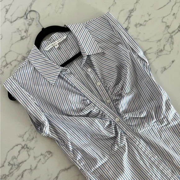 Veronica Beard Ferris Stripe Ruched Shirtdress – Size 6​