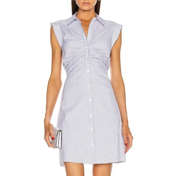 Veronica Beard Ferris Stripe Ruched Shirtdress – Size 6​