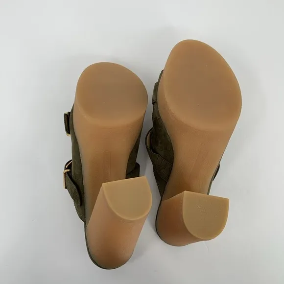 Veronica Beard Garrick Platform chunky slide sandal shoe olive green strap 7.5