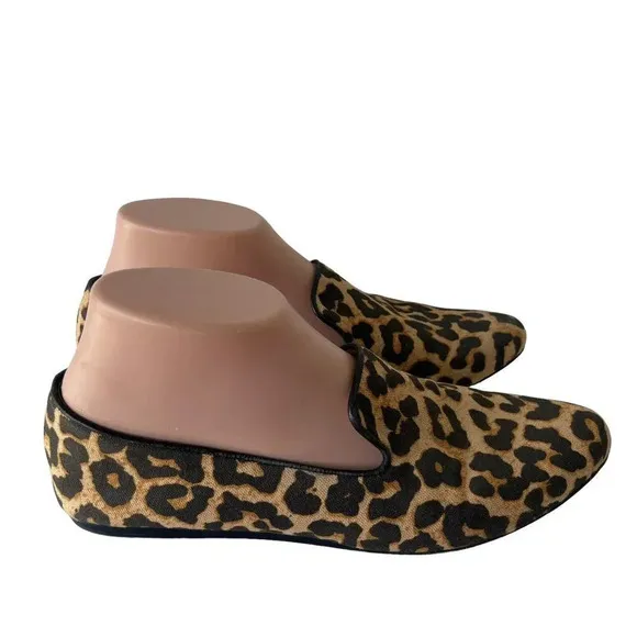 Veronica Beard Griffin Leopard-Print Canvas Loafers Women’s Size 8.5 M