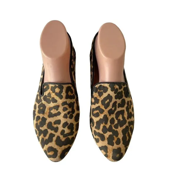 Veronica Beard Griffin Leopard-Print Canvas Loafers Women’s Size 8.5 M