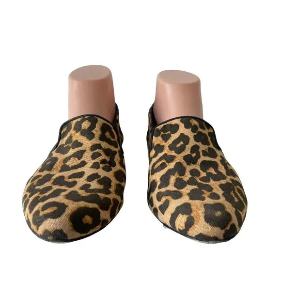 Veronica Beard Griffin Leopard-Print Canvas Loafers Women’s Size 8.5 M
