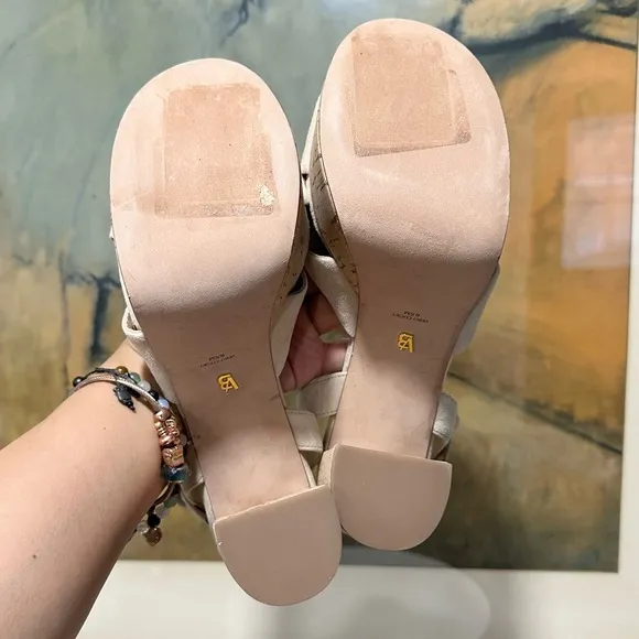 🌹VERONICA BEARD🌹 Lucille Cork Suede Platform Sandals Size: 9.5M
