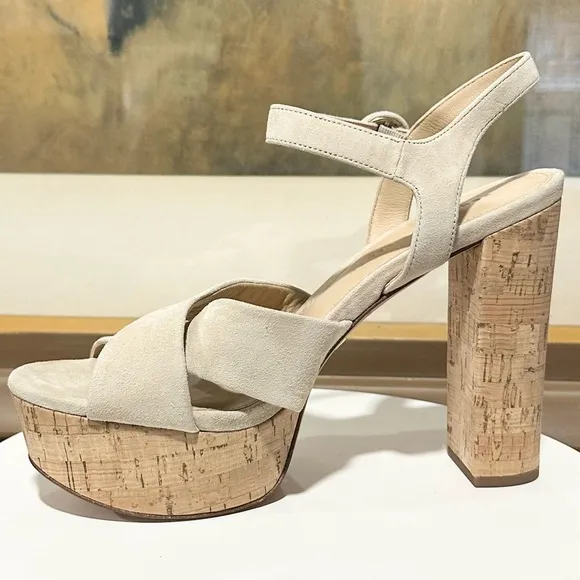 🌹VERONICA BEARD🌹 Lucille Cork Suede Platform Sandals Size: 9.5M