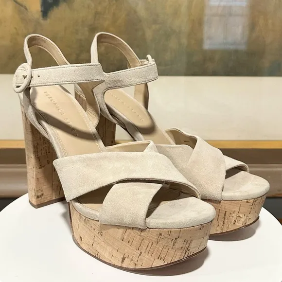 🌹VERONICA BEARD🌹 Lucille Cork Suede Platform Sandals Size: 9.5M