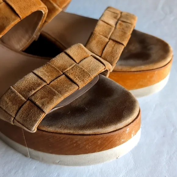 Veronica Beard Wendi Platform Woven Suede Sandals Women's Size 11