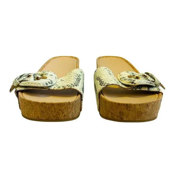 Veronica Beard Women’s Sz 10 Snakeskin Leather Slides Sandals Platform Open Toe