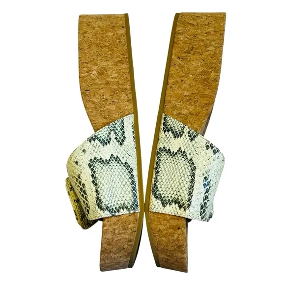 Veronica Beard Women’s Sz 10 Snakeskin Leather Slides Sandals Platform Open Toe