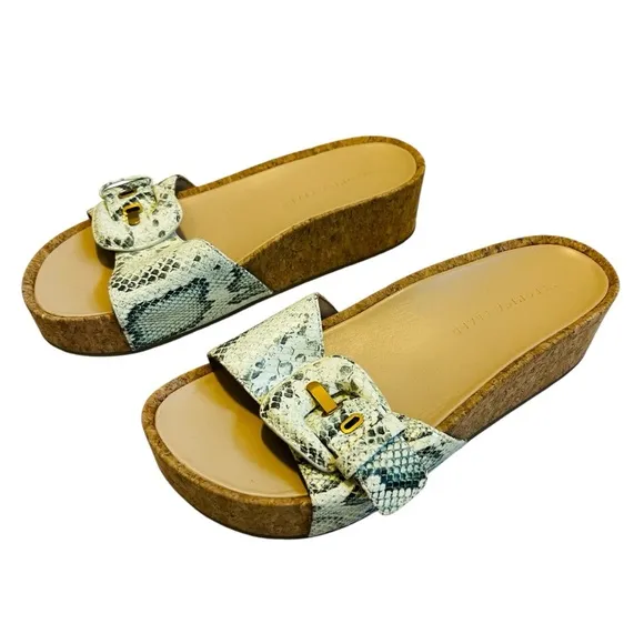 Veronica Beard Women’s Sz 10 Snakeskin Leather Slides Sandals Platform Open Toe