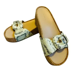 Veronica Beard Women’s Sz 10 Snakeskin Leather Slides Sandals Platform Open Toe