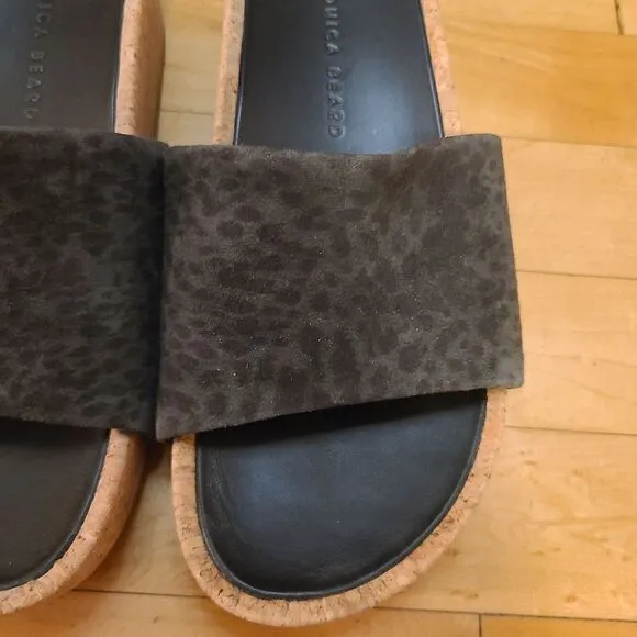 Veronica Beard Dresdyn Slides Black Animal Print
