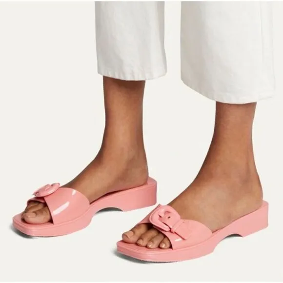 VERONICA BEARD Sandals Davina NEW Jelly Buckle Slides Y2K Retro Vibe Pink Size 8