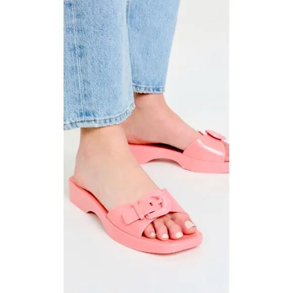 VERONICA BEARD Sandals Davina NEW Jelly Buckle Slides Y2K Retro Vibe Pink Size 8