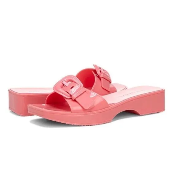 VERONICA BEARD Sandals Davina NEW Jelly Buckle Slides Y2K Retro Vibe Pink Size 8