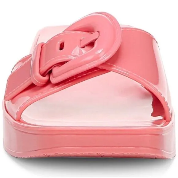 VERONICA BEARD Sandals Davina NEW Jelly Buckle Slides Y2K Retro Vibe Pink Size 8