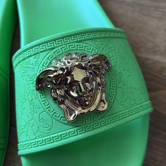 Versace Pool Slide Size 37.5 Women’s Neon Green Versace Slides