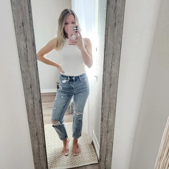 VERVET BY FLYING MONKEY Dreamland High Rise Boyfriend Jeans Relaxed Plus 20W 22W