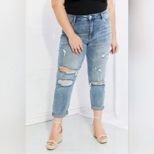 VERVET BY FLYING MONKEY Dreamland High Rise Boyfriend Jeans Relaxed Plus 20W 22W