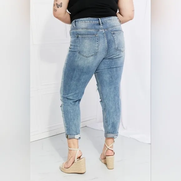 VERVET BY FLYING MONKEY Dreamland High Rise Boyfriend Jeans Relaxed Plus 20W 22W