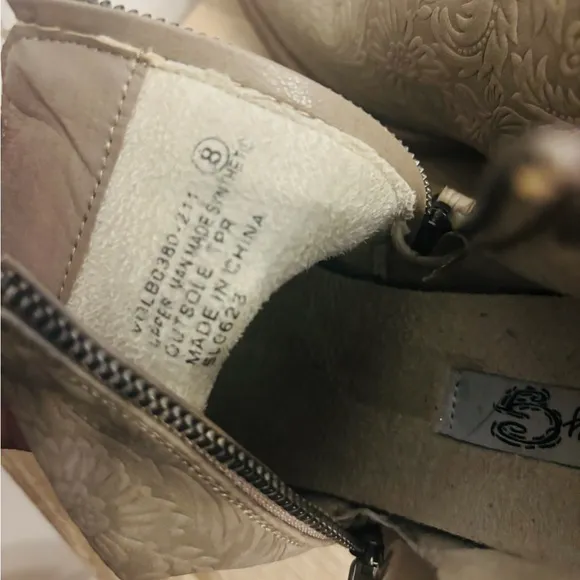 Very G Tan Western Embossed Ankle Boots