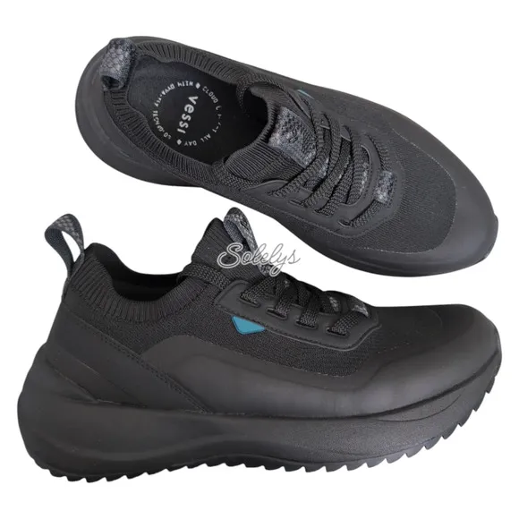 Vessi Stormburst Low Top Original Black Waterproof Lightweight Sneaker Mens 8