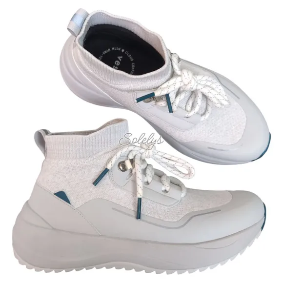 Vessi Stormburst White Frost Grey High Top Knit Waterproof Sneaker Boot Womens 6
