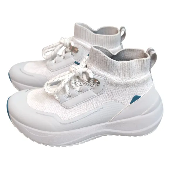 Vessi Stormburst White Frost Grey High Top Knit Waterproof Sneaker Boot Womens 6