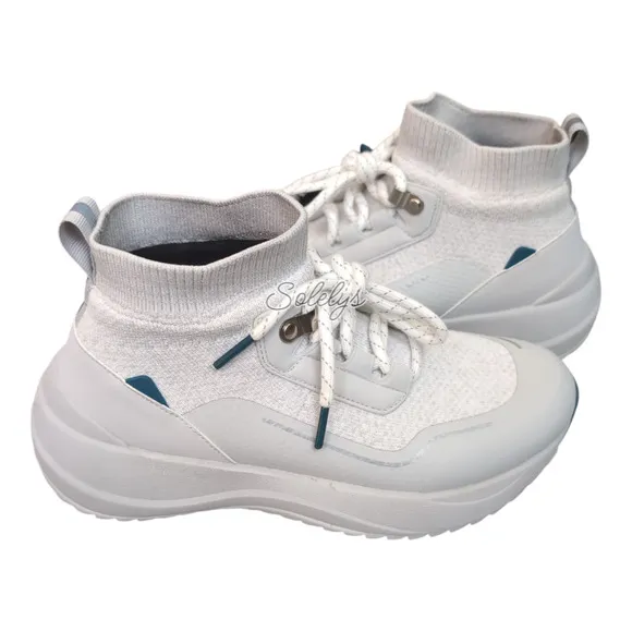 Vessi Stormburst White Frost Grey High Top Knit Waterproof Sneaker Boot Womens 6