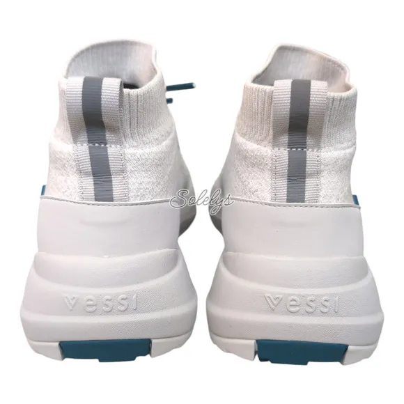 Vessi Stormburst White Frost Grey High Top Knit Waterproof Sneaker Boot Womens 6