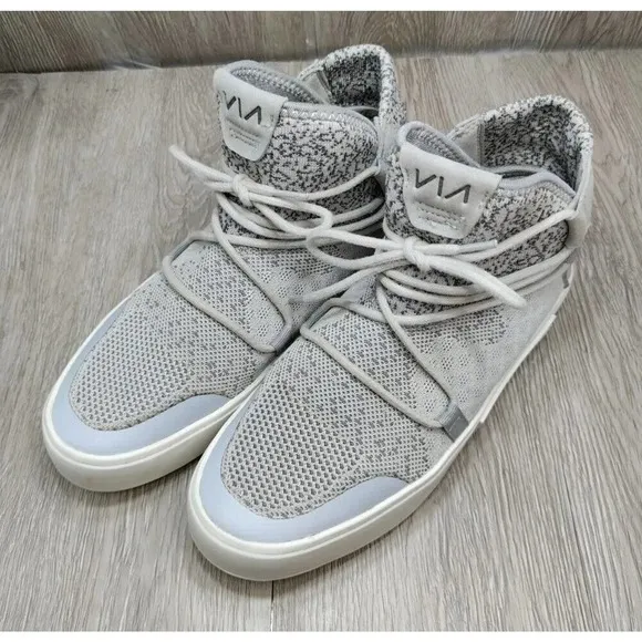 Via Nano Waterproof Knit High Top Men's Sneakers Shoes Gray Size 9 EU 40