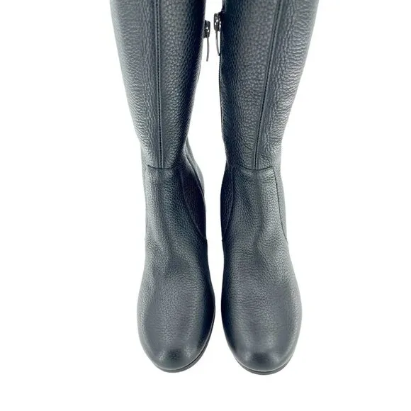Via Spiga Finlay Boots Black Leather Tall Over The Knee Block Heel SZ 5 New