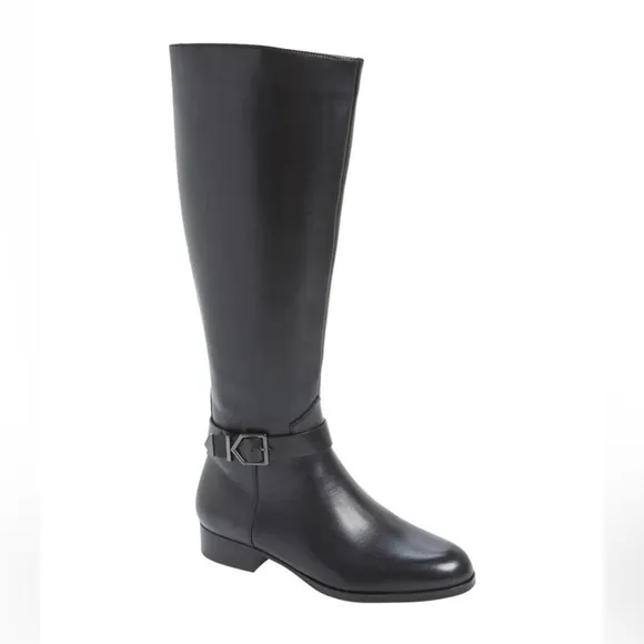 Via Spiga Philippa Tall Leather Riding Boots Wide Calf Size Women’s 8 Black