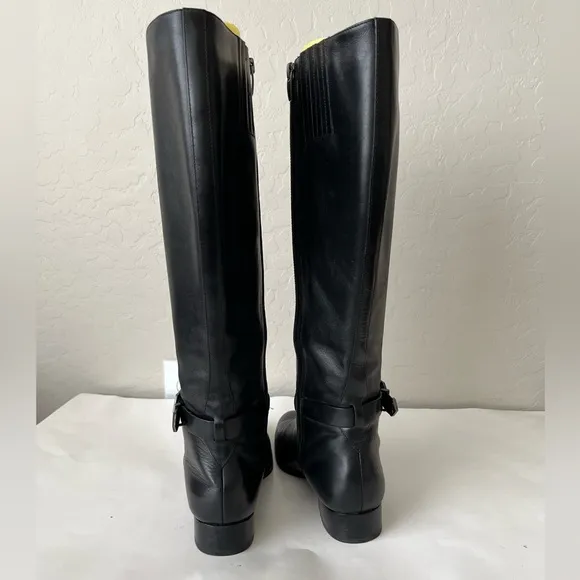 Via Spiga Philippa Tall Leather Riding Boots Wide Calf Size Women’s 8 Black