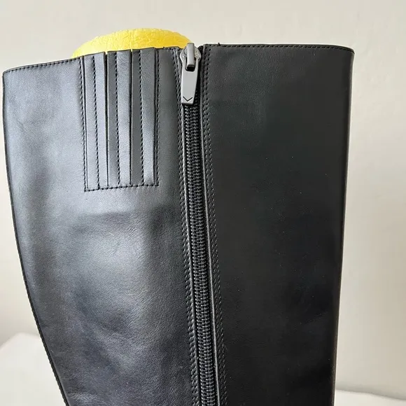 Via Spiga Philippa Tall Leather Riding Boots Wide Calf Size Women’s 8 Black