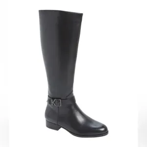 Via Spiga Philippa Tall Leather Riding Boots Wide Calf Size Women’s 8 Black