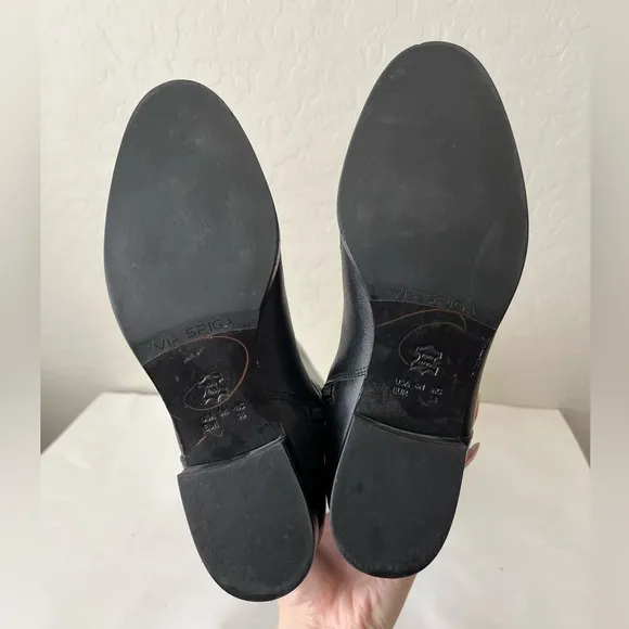 Via Spiga Philippa Tall Leather Riding Boots Wide Calf Size Women’s 8 Black