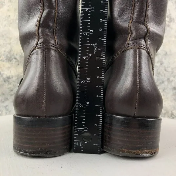 Via Spiga Women's Size 9M Brown Leather Side Zip  Knee High Riding Style Boots