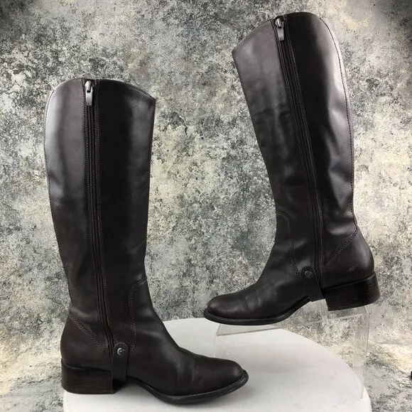 Via Spiga Women's Size 9M Brown Leather Side Zip  Knee High Riding Style Boots