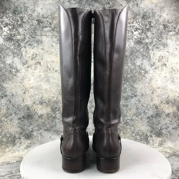 Via Spiga Women's Size 9M Brown Leather Side Zip  Knee High Riding Style Boots