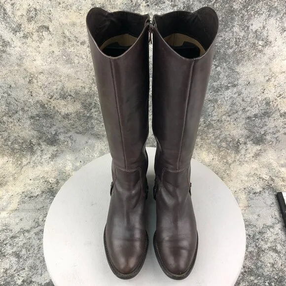 Via Spiga Women's Size 9M Brown Leather Side Zip  Knee High Riding Style Boots