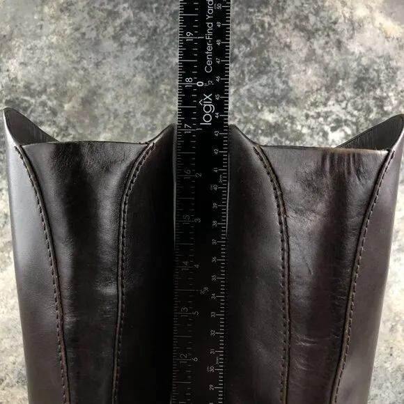 Via Spiga Women's Size 9M Brown Leather Side Zip  Knee High Riding Style Boots