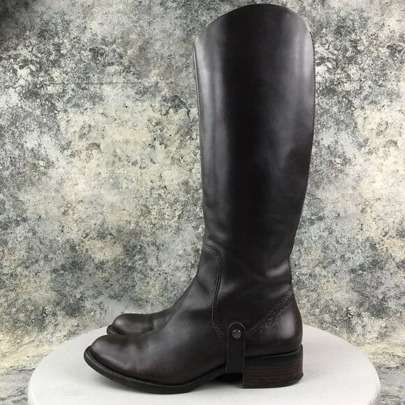 Via Spiga Women's Size 9M Brown Leather Side Zip  Knee High Riding Style Boots