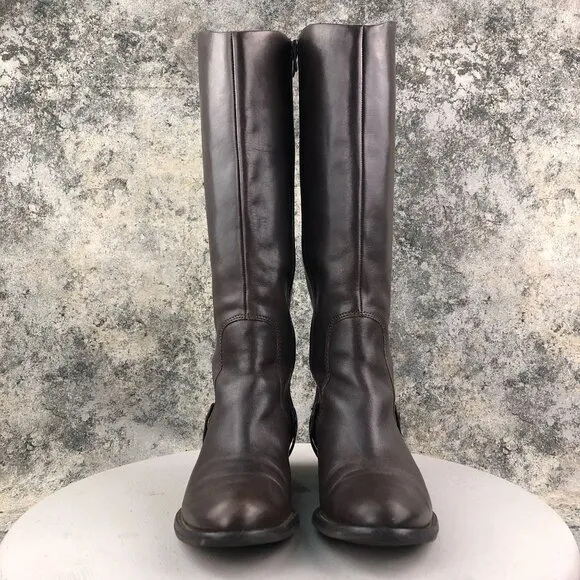 Via Spiga Women's Size 9M Brown Leather Side Zip  Knee High Riding Style Boots