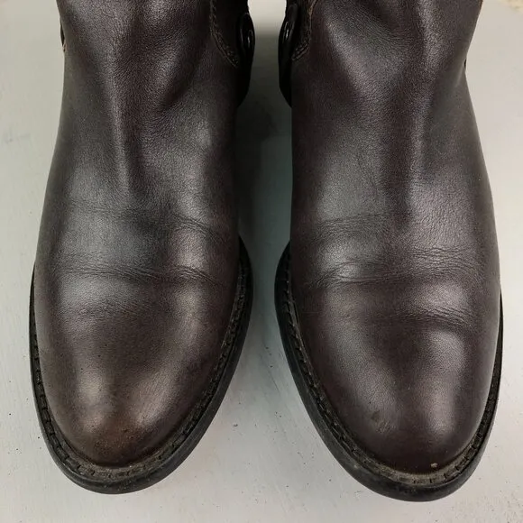 Via Spiga Women's Size 9M Brown Leather Side Zip  Knee High Riding Style Boots