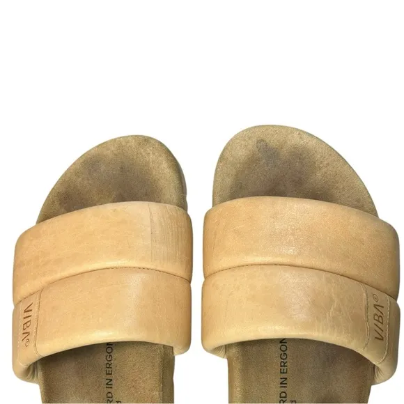 VIBAe -  Women’s ‘Porto’ Leather Slide Sandals, Desert Nude - Size 41 EU, 8 US