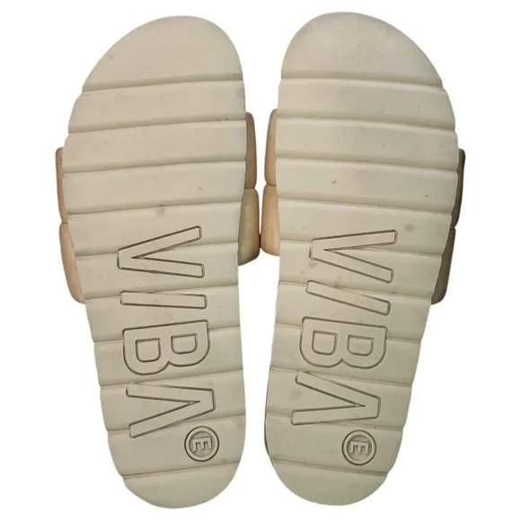 VIBAe -  Women’s ‘Porto’ Leather Slide Sandals, Desert Nude - Size 41 EU, 8 US